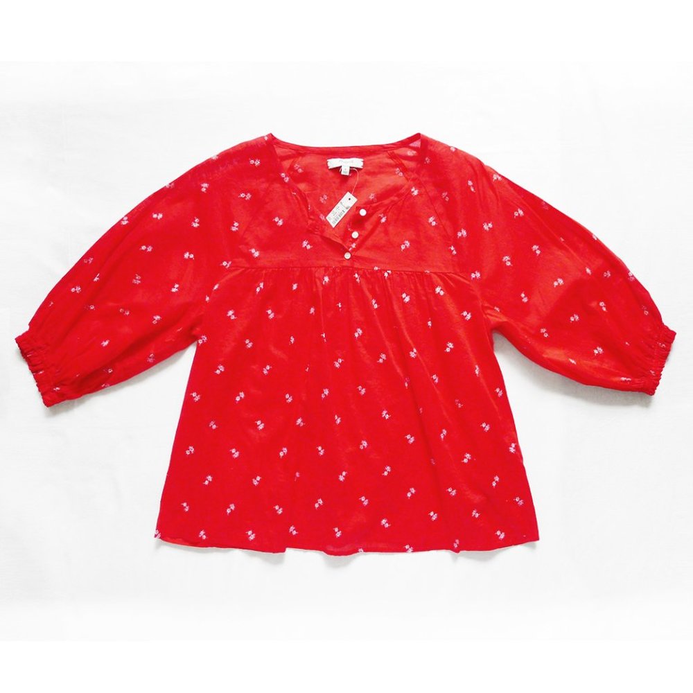 NWT MADEWELL Shirred Peasant 3/4 Sleeve Floral Blouse/Top/Tunic Small